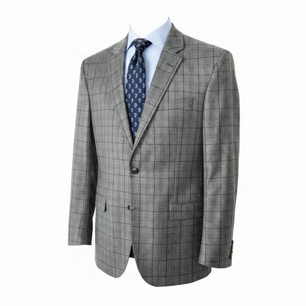 TED BAKER Endurance JAY Two Button Wool Blazer Jacket Mens 42L Gray  Windowpane